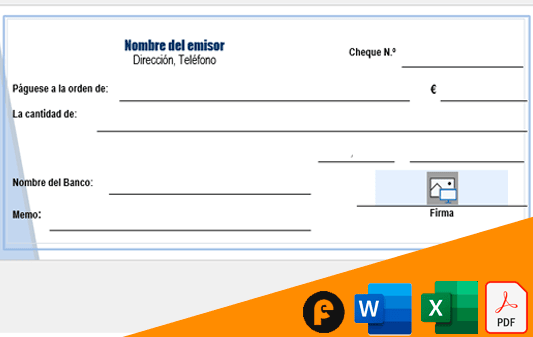 Formato De Cheque Para Llenar Word Excel Y Pdf 0876