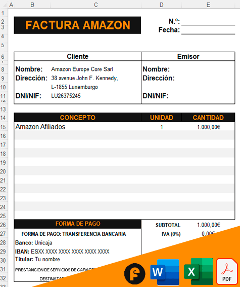 Emitir factura Amazon Afiliados