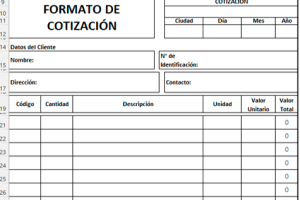 Formato de cotización en Excel