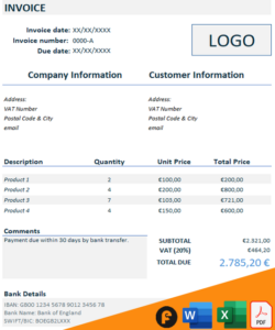 Modelo de FACTURA en INGLÉS《 Descargar GRATIS