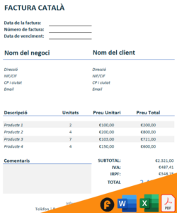 Model Factura Català 《 Facturas en Catalán GRATIS