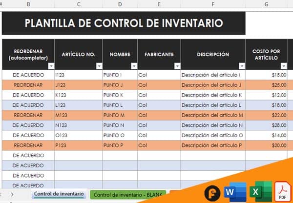 plantilla de excel para control de stock