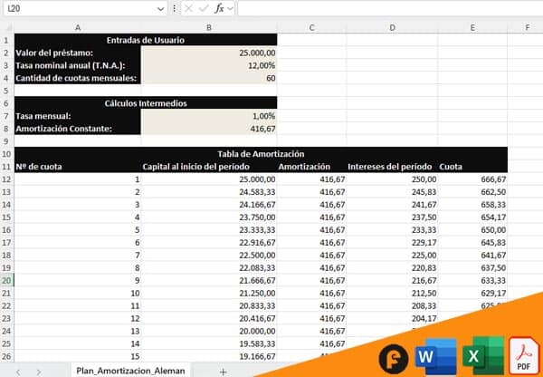 simulador sistema alemán excel gratis