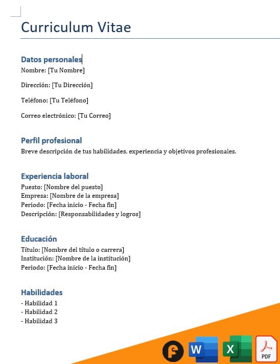 modelo de cv simple word