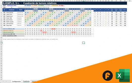 Plantilla Excel para turnos de trabajo gratis